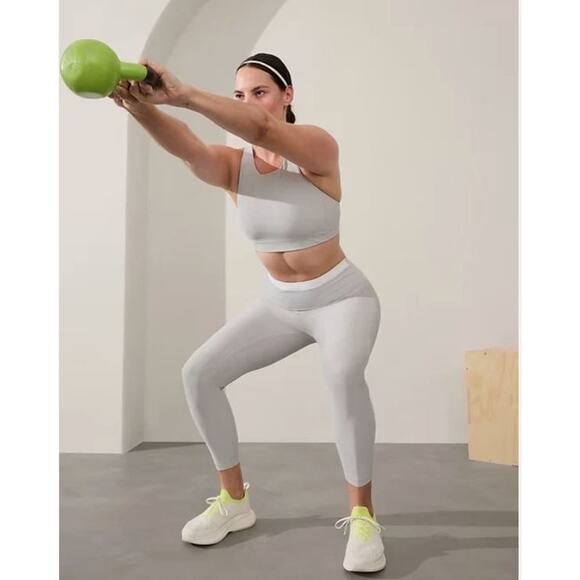 Athleta S Interval Stash High Rise Tipped 7/8 Legging Quartz White Small - Picture 5 of 5